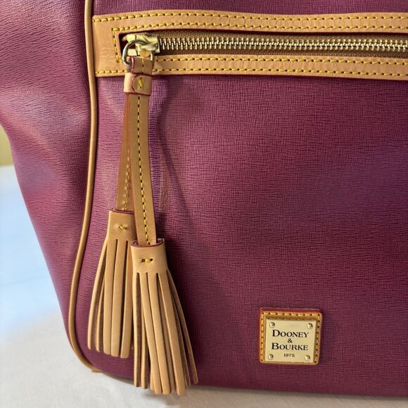 NEW Dooney & Bourke Shoulder Violet Saffiano Leather Satchel & Wallet Bag Tote - Picture 4 of 16